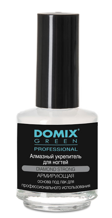 Domix Green Professional Алмазный укрепитель для ногтей, 17 мл616-106940 Domix Green Professional Алмазный укрепитель для ногтей, 17 мл616-106940Domix Алмазный укрепитель для ногтей 17мл. Средство выравнивает поверхность ногтевой пластины, предупреждает изменение цвета ногтей. Создает прочную подложку под лак, предохраняет покрытие от растрескивания. Имплантированная в состав алмазная пудра образует на поверхности ногтей армирующую сетку, которая укрепляет и надежно защищает покрытые лаком ногти.