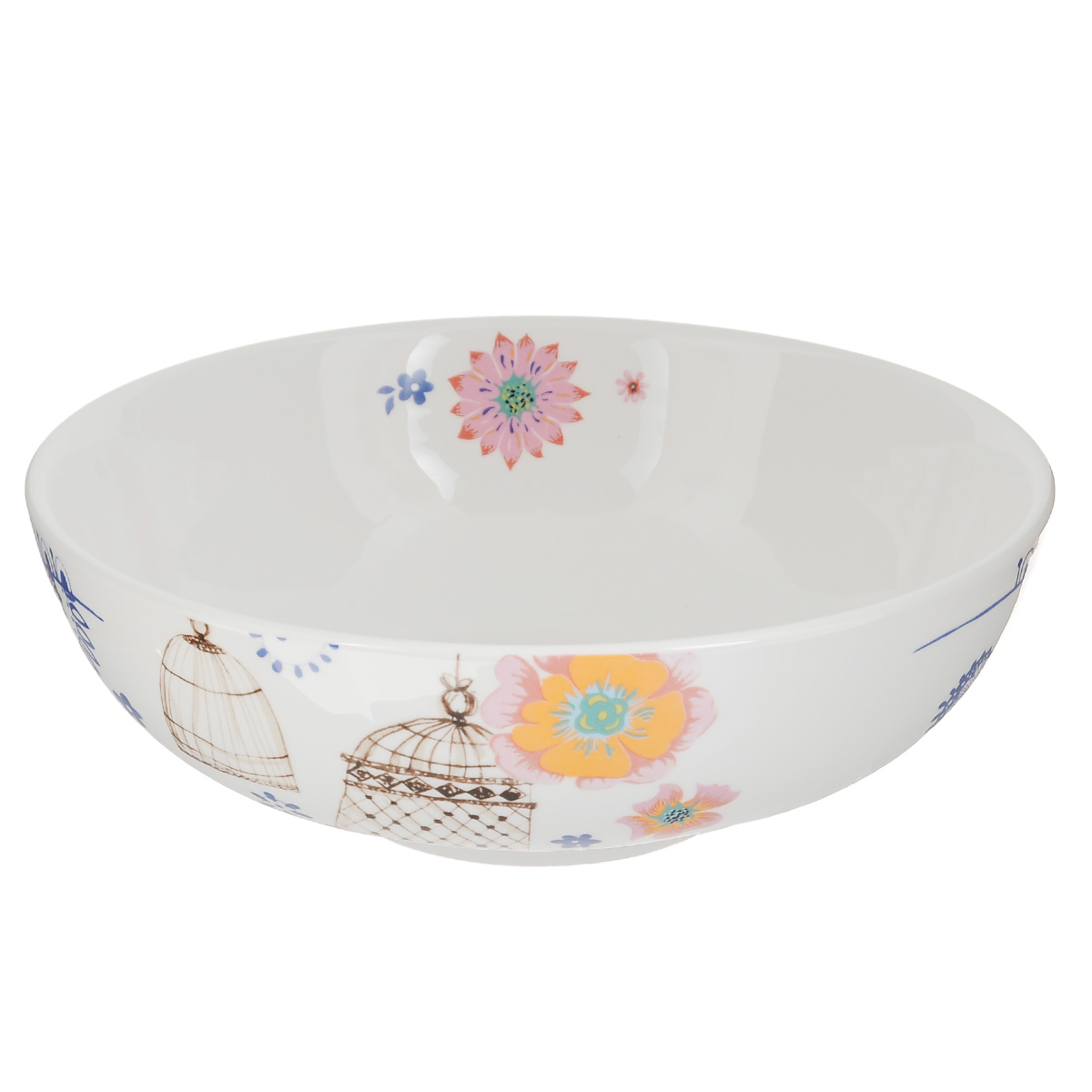 Салатник Korall Синяя птица, 1,9 л799010 Салатник Korall Синяя птица, 1,9 л799010Салатник Korall Синяя птица, выполненный из керамики и декорированный красочным изображением птицы и цветов, сочетает в себе изысканный дизайн с максимальной функциональностью. Красочность оформления придется по вкусу и ценителям классики, и тем, кто предпочитает утонченность и изящность. Салатник украсит сервировку вашего стола и подчеркнет прекрасный вкус хозяина, а также станет отличным подарком. Можно мыть в посудомоечной машине и использовать в микроволновой печи. Объем салатника: 1,9 л. Диаметр салатника: 25,5 см. Высота салатника: 9 см.