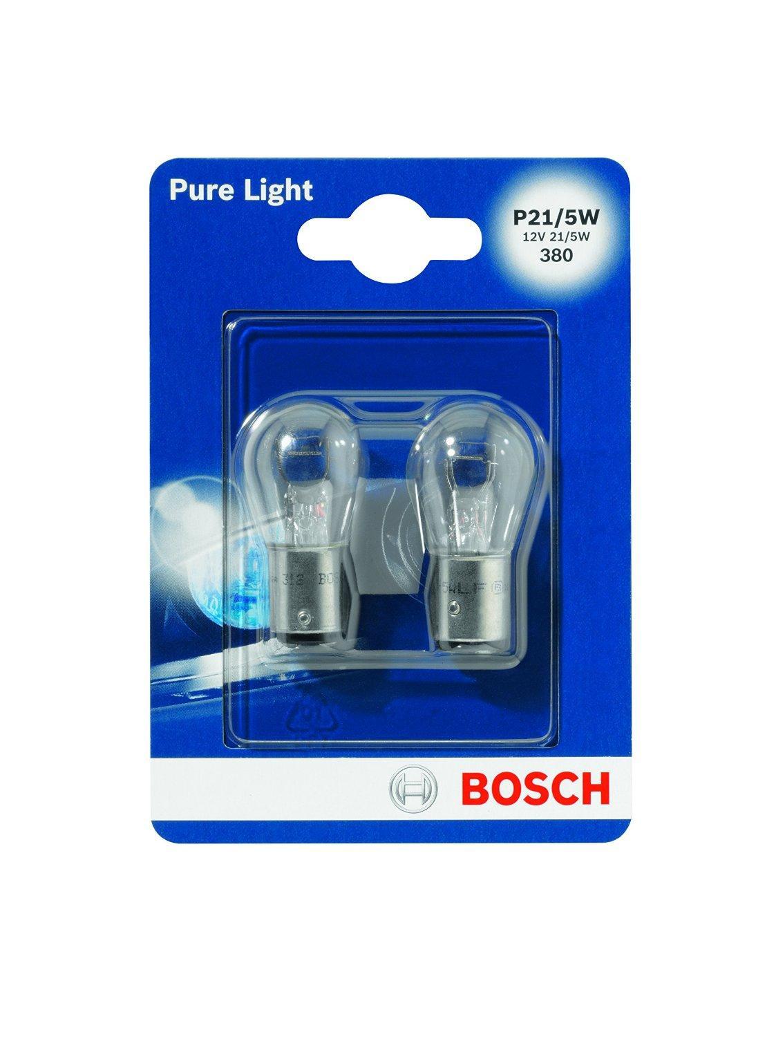Лампа Bosch P21/5W 2шт 19873010161987301016 Лампа Bosch P21/5W 2шт 19873010161987301016Новые лампы Bosch освещают дорогу интенсивным белым светом, который очень близок по свойствам к дневному освещению.Благодаря этому глаза водителя не теряют фокусировки и меньше устают даже во время долгих поездок. Новые лампы выглядят наиболее эффектно в сочетании с фарами из прозрачного стекла и подчеркивают современный дизайн автомобилей. В темное время суток или в сложных погодных условиях, таких как ливень или густой туман, водитель замечает опасную ситуацию намного раньше и на большем расстоянии, при этом лучше заметен и сам автомобиль с фарами Bosch. Напряжение: 12 вольт