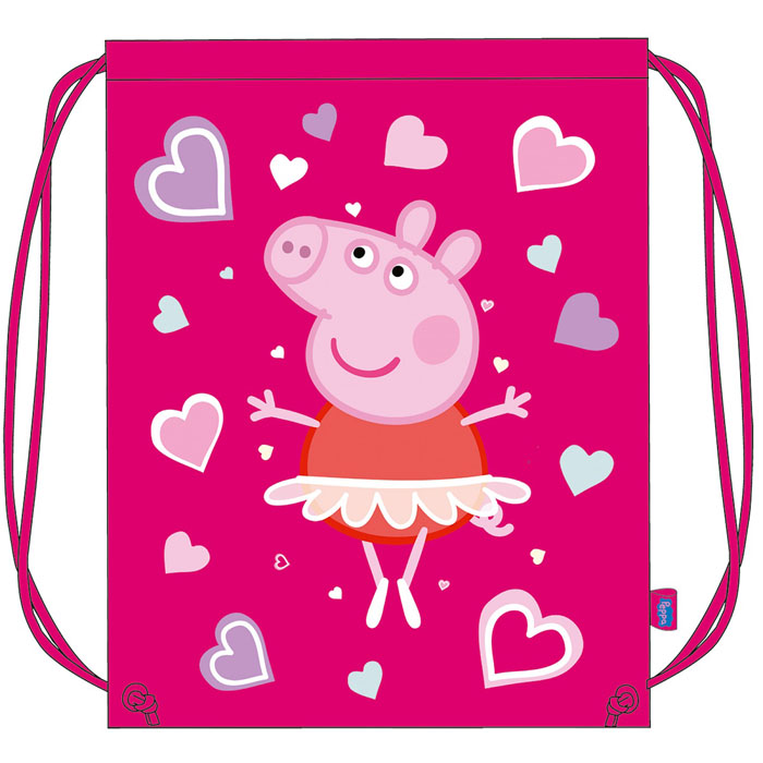 Сумка для сменной обуви Peppa Pig Балерина, 45 см х 33 см24874 Сумка для сменной обуви Peppa Pig Балерина, 45 см х 33 см24874Сумку для сменной обуви Peppa Pig Балерина удобно использовать как для хранения, так и для переноски сменной обуви. Она выполнена из прочного полиэстера и затягивается сверху текстильными шнурками. Лицевая сторона оформлена ярким рисунком. Плотный материал обеспечит надежность и долговечность сумки. Шнурки фиксируются в нижней части сумки, благодаря чему ее можно носить за спиной как рюкзак.