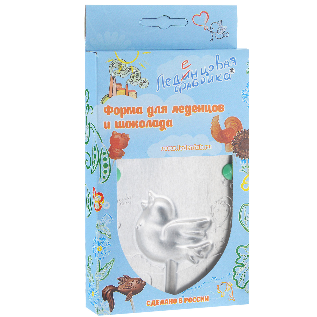 Форма для леденцов Птичка, 9,5 см х 9,5 см0012 Форма для леденцов Птичка, 9,5 см х 9,5 см0012С помощью формы Птичка вы сможете сделать разнообразные леденцы и шоколадки своими руками, используя натуральные продукты: сахар, воду, сок и готовый шоколад. Изделие выполнено из пищевого алюминия. Форма удобна в использовании и оснащена пластиковыми ножками. В комплект входят 10 палочек для леденцов, выполненных из бамбука и инструкция по применению. Детская тематика формочек направлена на воспитание в детях доброго отношения к окружающему миру. Размер формы: 9,5 см х 9,5 см х 0,7 см. Размер готового леденца: 4,5 см х 4,2 см х 0,6 см. Длина палочки: 15 см. Уважаемые клиенты, обращаем ваше внимание на возможное изменение дизайна упаковки.
