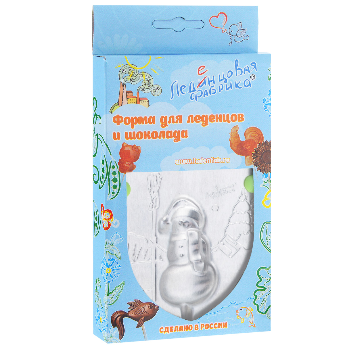 Форма для леденцов Снеговик, 9,5 х 9,5 см0018 Форма для леденцов Снеговик, 9,5 х 9,5 см0018С помощью формы Снеговик вы сможете сделать разнообразные леденцы и шоколадки своими руками, используя натуральные продукты: сахар, воду, сок и готовый шоколад. Изделие выполнено из пищевого алюминия. Форма удобна в использовании и оснащена пластиковыми ножками. В комплект входят 10 палочек для леденцов, выполненных из бамбука и инструкция по применению. Детская тематика формочек направлена на воспитание в детях доброго отношения к окружающему миру. Размер формы: 9,5 см х 9,5 см. Размер готового леденца: 3,3 см х 6 см. Длина палочки: 15 см.