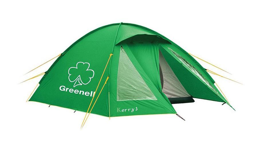 GREENELL Палатка Керри 2 V3, цвет: зеленый. Арт.9551195511-367-00 GREENELL Палатка Керри 2 V3, цвет: зеленый. Арт.9551195511-367-00Наличие внешних дуг позволяет сохранять внутреннюю палатку сухой, при установке во время дождя. Увеличенный тамбур с прозрачными окнами, противомоскитная сетка, все швы проклеены. Тент можно устанавливать отдельно. Новая верхняя ткань со специальной пропиткой защищает от ультрафиолета до 90% (UPF 50+) и препятствует распространению огня.