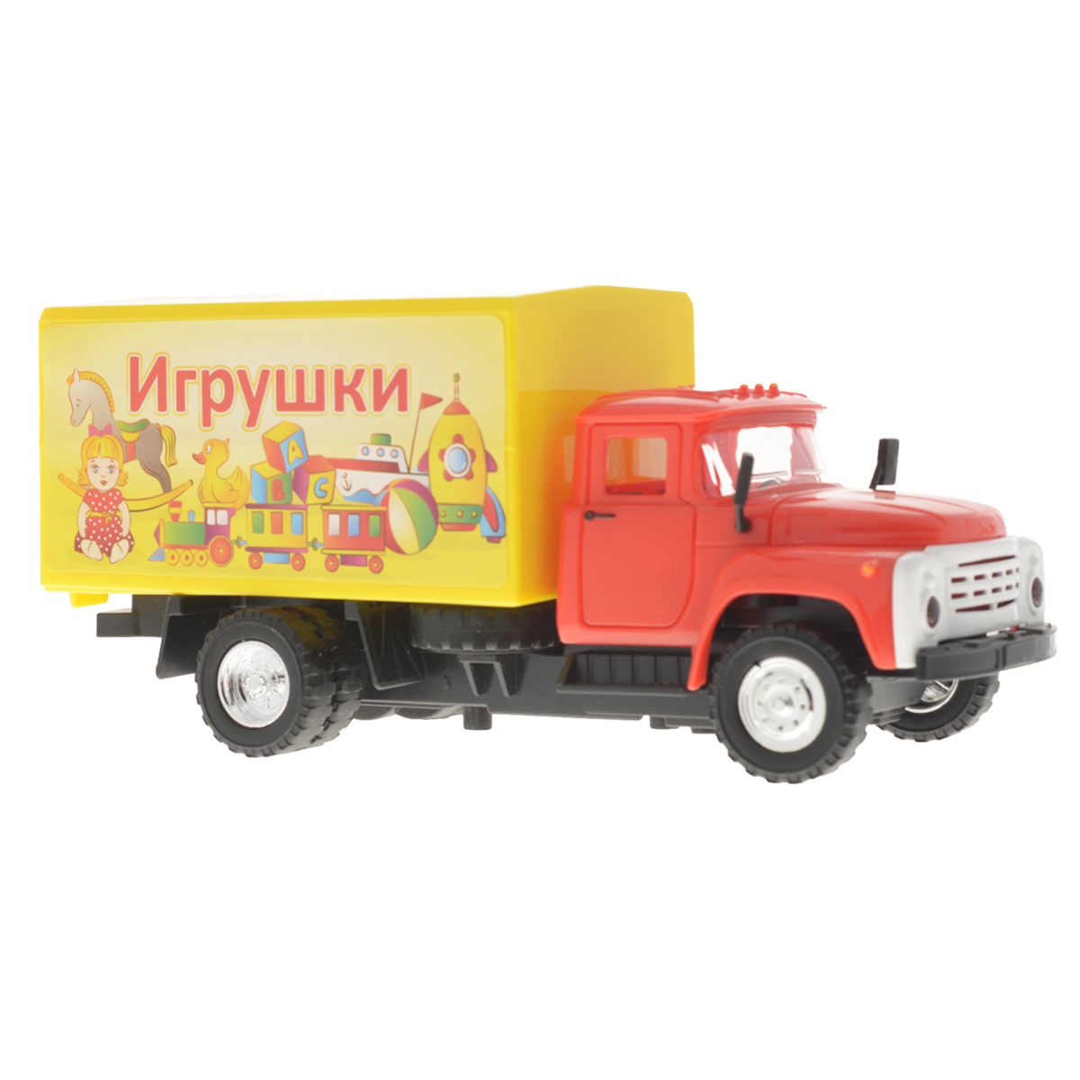 Машинка инерционная ТехноПарк ЗИЛ 130: ИгрушкиCT11-309-4 Машинка инерционная ТехноПарк ЗИЛ 130: ИгрушкиCT11-309-4Инерционная машинка ТехноПарк ЗИЛ 130: Игрушки, выполненная из пластика, станет любимой игрушкой вашего малыша. Игрушка представляет собой модель грузовика марки ЗИЛ 130. У машинки открывается капот, двери кабины и задние двери кузова. При нажатии на кабину замигают фары и раздастся звук работающего двигателя. Игрушка оснащена инерционным ходом. Прорезиненные колеса обеспечивают надежное сцепление с любой гладкой поверхностью. Ваш ребенок будет часами играть с этой машинкой, придумывая различные истории. Порадуйте его таким замечательным подарком! Модель произведена по лицензии автопроизводителя. Машинка работает от батареек (товар комплектуется демонстрационными).