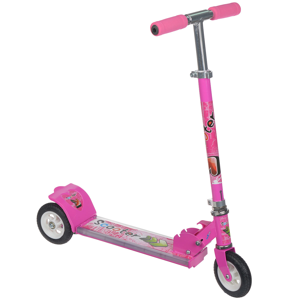 Самокат MaxCity Junior, цвет: розовыйJUNIOR Самокат MaxCity Junior, цвет: розовыйJUNIORСамокат MaxCity Junior - городской вариант самоката для начинающих гонщиков. Оригинальные светящиеся колеса и платформа придадут катанию новые незабываемые ощущения. Тормозом у данной модели является заднее крыло, которое используется для торможения, для этого достаточно просто надавить свободной ногой на него. Эта простая и надежная конструкция является наиболее распространенной среди всех производителей самокатов! Полиуретановые колеса с простыми подшипниками - что делает данный самокат наиболее доступным для широкой аудитории начинающих гонщиков. Руль самоката можно регулировать под разный рост пользователя. В комплекте звонок, закрепляемый на руле.
