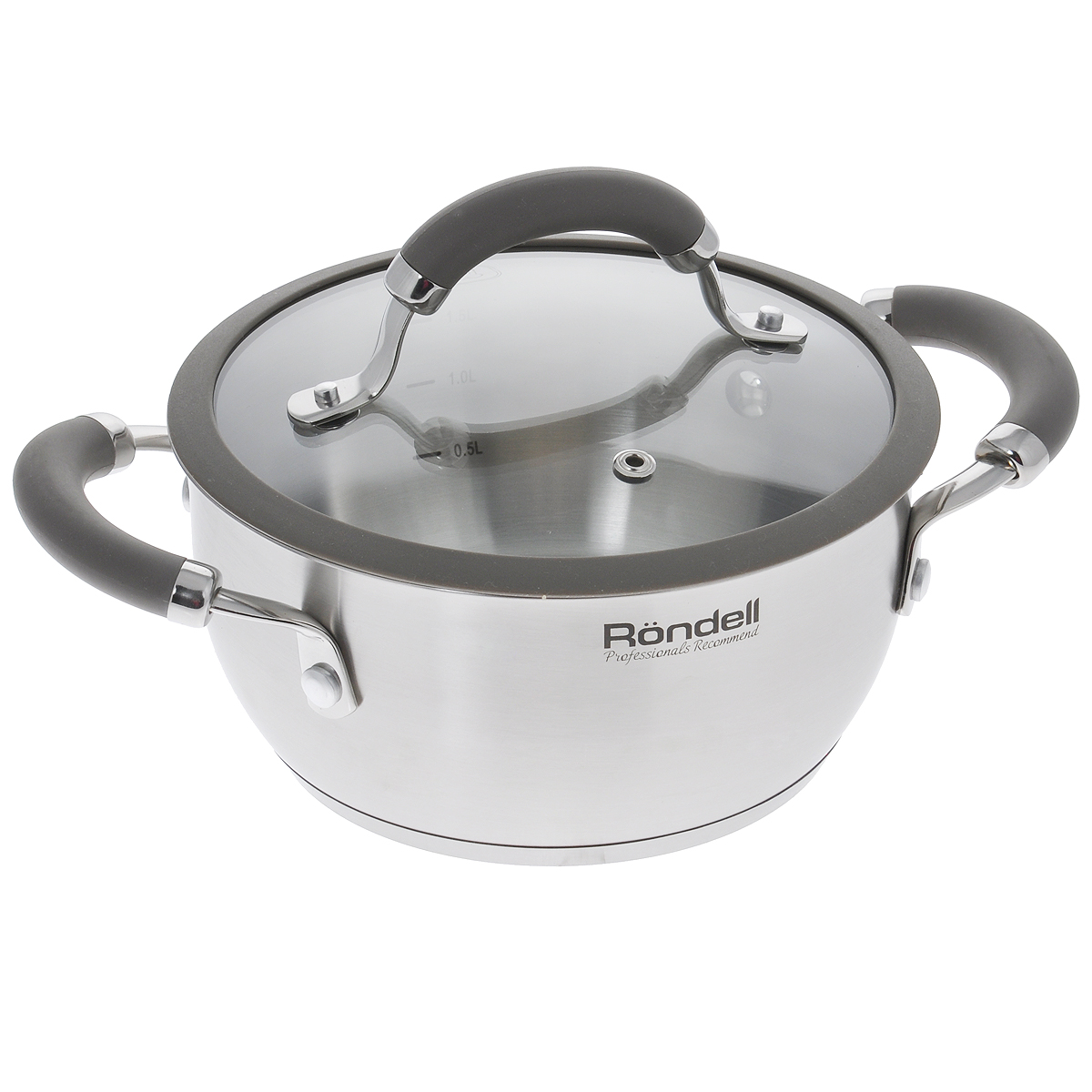 Кастрюля Rondell Balance с крышкой, 2 лRDS-753 Кастрюля Rondell Balance с крышкой, 2 лRDS-753Кастрюля Rondell Balance изготовлена из высококачественной нержавеющей стали 18/10 с матовой полировкой, что гарантирует безупречный внешний вид посуды, практичность и долговечность. Уникальный 2-х этапный метод технологии тройного дна с вштампованным, а затем вплавленным алюминиевым диском позволяет равномерно распределять и значительно дольше сохранять тепло в стенках и дне посуды. Это предотвращает пригорание пищи и обеспечивает более быстрое приготовление блюд. Крышка изготовлена из термостойкого стекла с отверстием для выпуска пара и ободком из силикона для предотвращения сколов. Отметки литража на внутренних стенках посуды позволяют соблюдать пропорции рецептуры. Ручки оснащены силиконовыми ненагревающимися вставками, имеют надежное клепочное крепление. Подходит для использования на всех типах плит (газовых, электрических, галогеновых, стеклокерамических), включая индукционные. Можно мыть в посудомоечной машине. Диаметр кастрюли: 18 см. ...