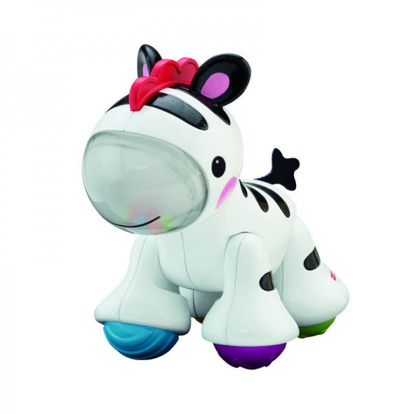 Fisher-Price Подвижная игрушка ЗебраCGG86_CGG83 Fisher-Price Подвижная игрушка ЗебраCGG86_CGG83Подвижная игрушка Fisher-Price Зебра изготовлена из высококачественного прочного пластика безопасного для детей. Познакомьтесь с этой забавной и дружелюбной зеброй с текстильным хвостиком и гривой! Эта игрушка подарит ребенку много звуков, движения и радости. У игрушки лапы и голова двигаются в разные стороны с забавным треском и щелканьем, что обязательно понравится малышу! Игрушку удобно держать в руках. Малыш также может трясти ее, а красочные шарики в мордочке игрушки издадут забавные звуки с каждым встряхиванием, что непременно понравится ребенку. Подвижная игрушка Fisher-Price Зебра поможет ребенку в развитии мелкой моторики, слуха, координации движений.