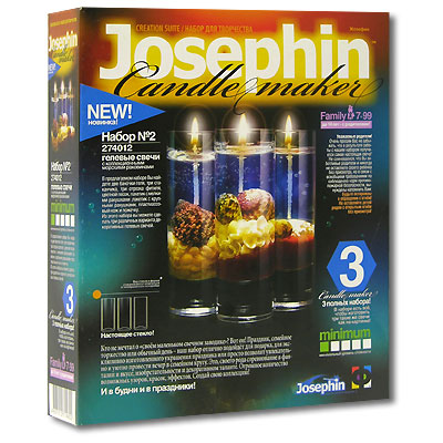 Набор для изготовления гелевых свечей Josephin №2. 274012274012 Набор для изготовления гелевых свечей Josephin №2. 274012274012Кто не мечтал о своем маленьком свечном заводике? Вот он! Праздник, семейное торжество или обычный день - набор отлично подойдет для подарка, для эксклюзивно изготовленного украшения праздника или просто позволит увлекательно и уютно провести вечер в семейном кругу. Это своего рода соревнование в фантазии и вкусе, изобретательности и декоративном таланте. Набор для изготовления гелевых свечей Josephin №2 позволит вам позволит вам создать три различных варианта декоративных гелевых свечей. В набор входит все необходимое: две баночки с гелем, три стеклянных стаканчика под свечи, три отрезка фитиля, цветной песок, пакетик с мелкими ракушками, пакетик с большими ракушками, стек и ложечку. Создай свою коллекцию изысканных аксессуаров!