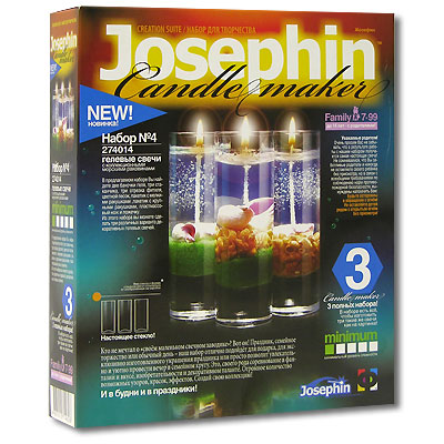 Набор для изготовления гелевых свечей Josephin №4274014 Набор для изготовления гелевых свечей Josephin №4274014Кто не мечтал о своем маленьком свечном заводике? Вот он! Праздник, семейное торжество или обычный день - набор отлично подойдет для подарка, для эксклюзивно изготовленного украшения праздника или просто позволит увлекательно и уютно провести вечер в семейном кругу. Это своего рода соревнование в фантазии и вкусе, изобретательности и декоративном таланте. Набор для изготовления гелевых свечей Josephin №4 позволит вам позволит вам создать три различных варианта декоративных гелевых свечей. В набор входит все необходимое: две баночки с гелем, три стеклянных стаканчика под свечи, три отрезка фитиля, цветной песок, пакетик с мелкими ракушками, пакетик с большими ракушками, стек и ложечку. Создай свою коллекцию изысканных аксессуаров!