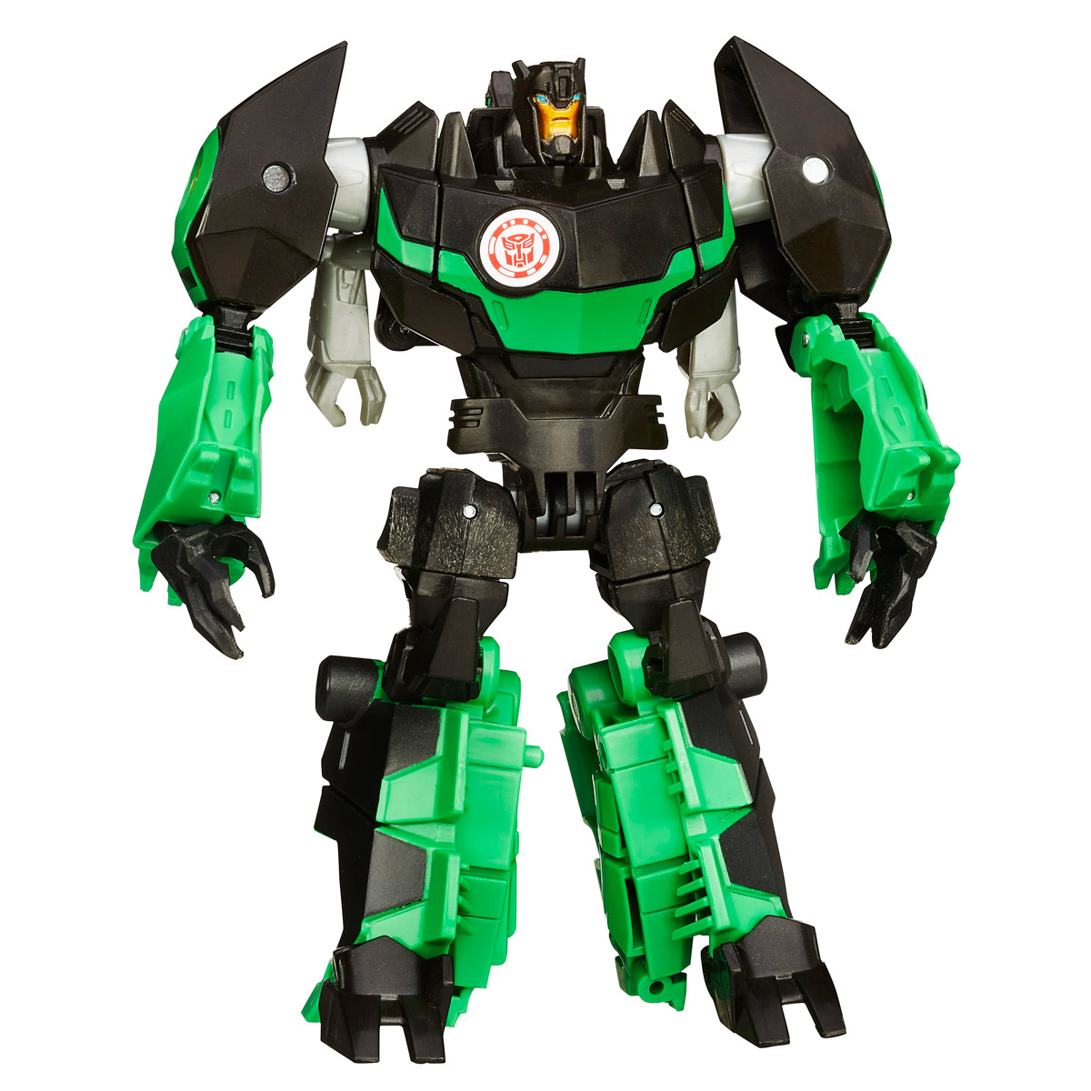 Transformers Robots In Disguise GrimlockB0070EU4_B0908 Transformers Robots In Disguise GrimlockB0070EU4_B0908Фигурка Transformers Robots In Disguise Grimlock обязательно понравится любому маленькому поклоннику знаменитых Трансформеров! Фигурка выполнена из прочного пластика в виде трансформера-автобота Гримлока. Руки и ноги робота подвижны. В 10 простых шагов малыш сможет трансформировать фигурку робота в грозного динозавра. Фигурка отличается высокой степенью детализации. Небольшие размеры фигурки позволят брать ее с собой на прогулку или в гости. Ребенок с удовольствием будет играть с фигуркой, придумывая разные истории. Порадуйте его таким замечательным подарком!