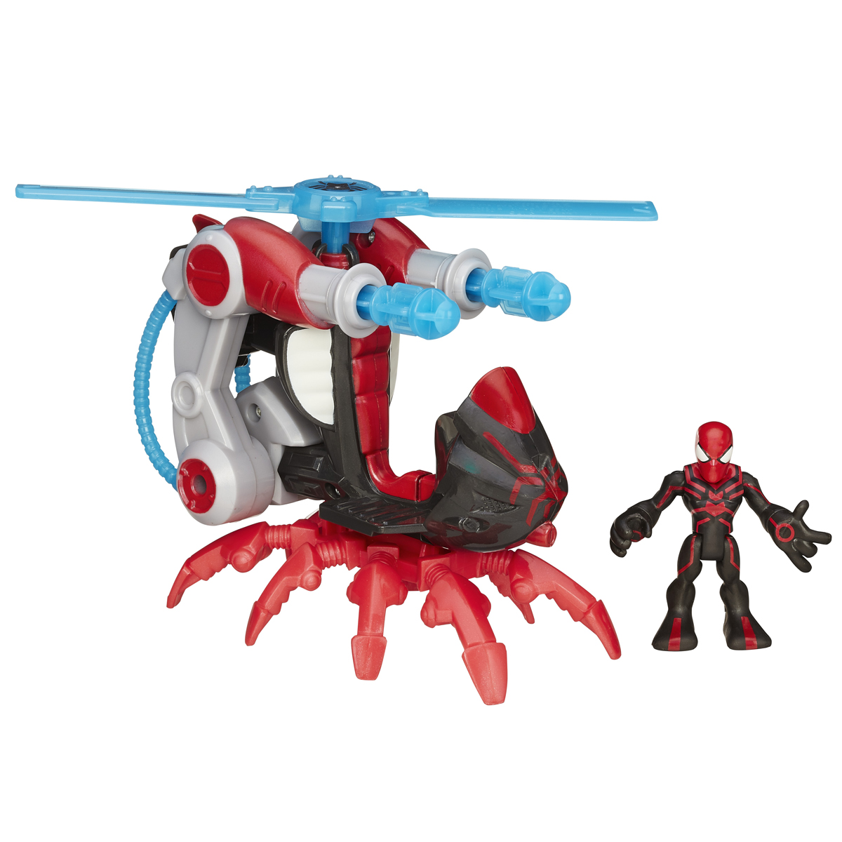 Playskool Игровой набор Spider-Man. B0230EU40(B0245)B0230EU6 Playskool Игровой набор Spider-Man. B0230EU40(B0245)B0230EU6Игровой набор Playskool Spider-Man непременно привлечет внимание вашего ребенка и не позволит ему скучать. Набор включает в себя фигурку супергероя Человека-Паука и его супервертолет. Игрушки выполнены из прочного безопасного пластика. Лопасти вертолета вращаются, две пушки стреляют снарядами (2 шт в комплекте). Голова, руки и ноги фигурки Человека-Паука подвижны, что позволяет придавать ей различные позы и открывает малышу неограниченный простор для игр. Такой набор обязательно понравится вашему ребенку, и он проведет множество счастливых мгновений, играя с ним и придумывая различные истории. Рекомендуемый возраст: от 3 до 7 лет.