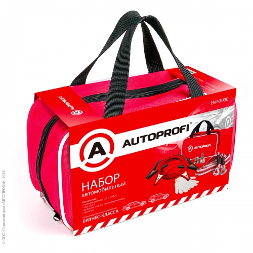 Набор автомобильный Autoprofi Ekit-3000Ekit-3000 Набор автомобильный Autoprofi Ekit-3000Ekit-3000Любой автомобиль может отказаться заводиться. Надо быть готовым, что исправить ситуацию на месте не всегда возможно. Тогда решением станет буксировка автомобиля с помощью троса, который входит в комплект автомобилиста Autoprofi Ekit-3000. Часто машину не удается завести из-за проблем с автомобильным аккумулятором. В этой ситуации иногда помогает очистка аккумуляторных клемм от коррозии специальной щеткой. Если контакты чистые, а аккумулятор все равно не падает ток, вероятно, он разрядился. Тогда помогут пусковые провода из набора автомобилиста, которые позволят прикурить от другого автомобиля. Особенно часто проблемы с запуском возникают в зимнее время, поэтому зимний набор автомобилиста должен обязательно включать в себя пусковые провода. Также в автомобильный набор Autoprofi входят перчатки. Рекомендуется для автомобилей Бизнес-класса. Комплектация: Пусковые провода (2,5 м, 300 А). Трос (2,8 т). Щетка для чистки клемм аккумулятора. Перчатки.