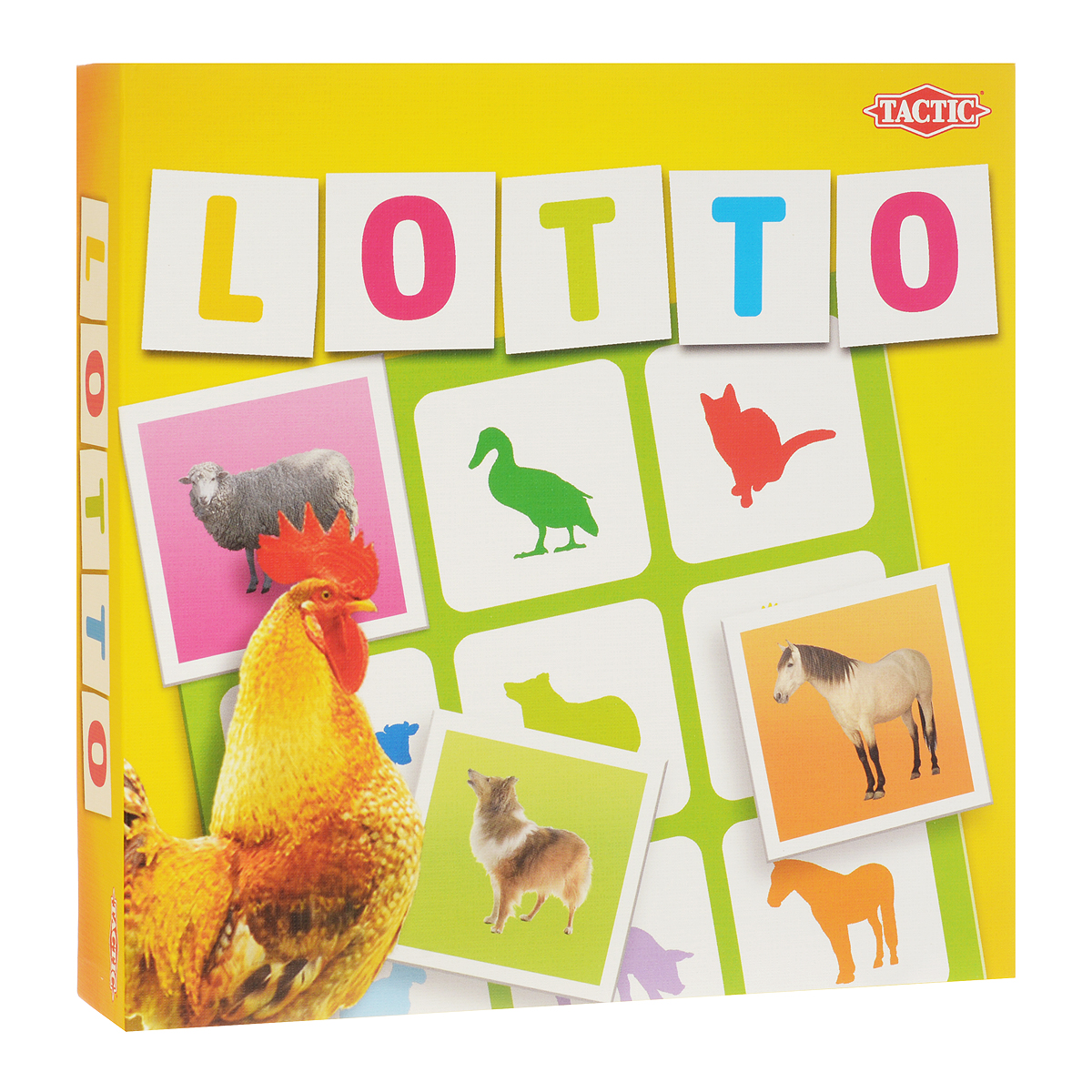 Настольная игра Tactic Games Lotto. Домашние животные41449 Настольная игра Tactic Games Lotto. Домашние животные41449Настольная игра Lotto. Домашние животные от компании Tactic Games - это обновленная версия полюбившейся родителям и детям игры от финского бренда Tactic. Правила остаются прежними: у каждого игрока есть свое поле 3х3, на котором нарисованы силуэты девяти животных. Между игроками выкладывается перемешанная стопка карточек, на которых изображены животные на цветном фоне. Поочередно карточки достаются из стопки. Кто первым опознал в карточке животное, изображенное на его поле, забирает ее. Цель игры: первым закрыть все силуэты животных на своем поле цветными карточками. Если вы играете вдвоем, можно усложнить правила и выдать каждому игроку не по одному, а по два поля. Возраст игроков: от 3 лет и старше. Количество участников: от 2 до 4 человек. Среднее время игры: 15 минут. В комплекте: 36 карточек, 4 игровых поля, правила игры.