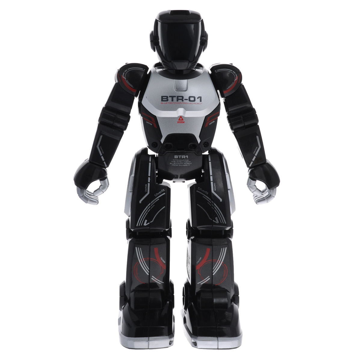 Программируемый робот Silverlit Blu-Bot88022S Программируемый робот Silverlit Blu-Bot88022SПрограммируемый робот Silverlit Blu-Bot - это новая модель игрушки, рассчитанная на управление с компьютера, смартфона или планшета на платформе IOS и Android. Робот управляется с помощью встраиваемого Bluetooth. Скачайте специальное приложение на App Store или Google Play, запишите программу на свое устройство и управляйте вашим роботом. Игрушка может работать без дополнительного подключения к планшету или Android, при этом выполняя запрограммированные движения. С задней стороны корпуса расположены кнопки. Игрушка имеет множество функций - робот ходит в любых направлениях, его голова подвижная, он наклоняет ее в разные стороны и поворачивает, руки и пальцы робота также подвижны. Робот танцует, в заводских установках уже загружено 3 мелодии, под которые робот двигается лунной походкой. С помощью приложения можно запрограммировать еще 40 шагов и закачать другие мелодии. На лице робота могут выражаться до 20 различных эмоций. Кроме того, он реагирует на голос. ...