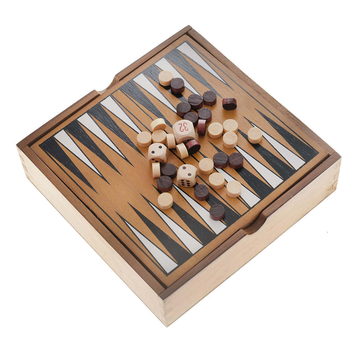 Настольная игра Tactic Games Backgammon14026N Настольная игра Tactic Games Backgammon14026NНастольная игра Backgammon (Нарды) от финского бренда Tactic Games - это отличный вариант классической игры, который всегда можно взять с собой. Правила игры остаются неизменными – бросайте кости и передвигайте свои фишки на другую сторону доски, занимая свободное пространство. Кто из соперников сделает это первым, признается победителем. Доской для игры является деревянный короб, который очень удобен для хранения шашек, что очень практично, особенно в путешествии. Возраст игроков: от 7 лет и старше. Количество участников: 2 человека. В комплекте: 30 шашек, 2 игральных кубика, игровое поле, правила игры.