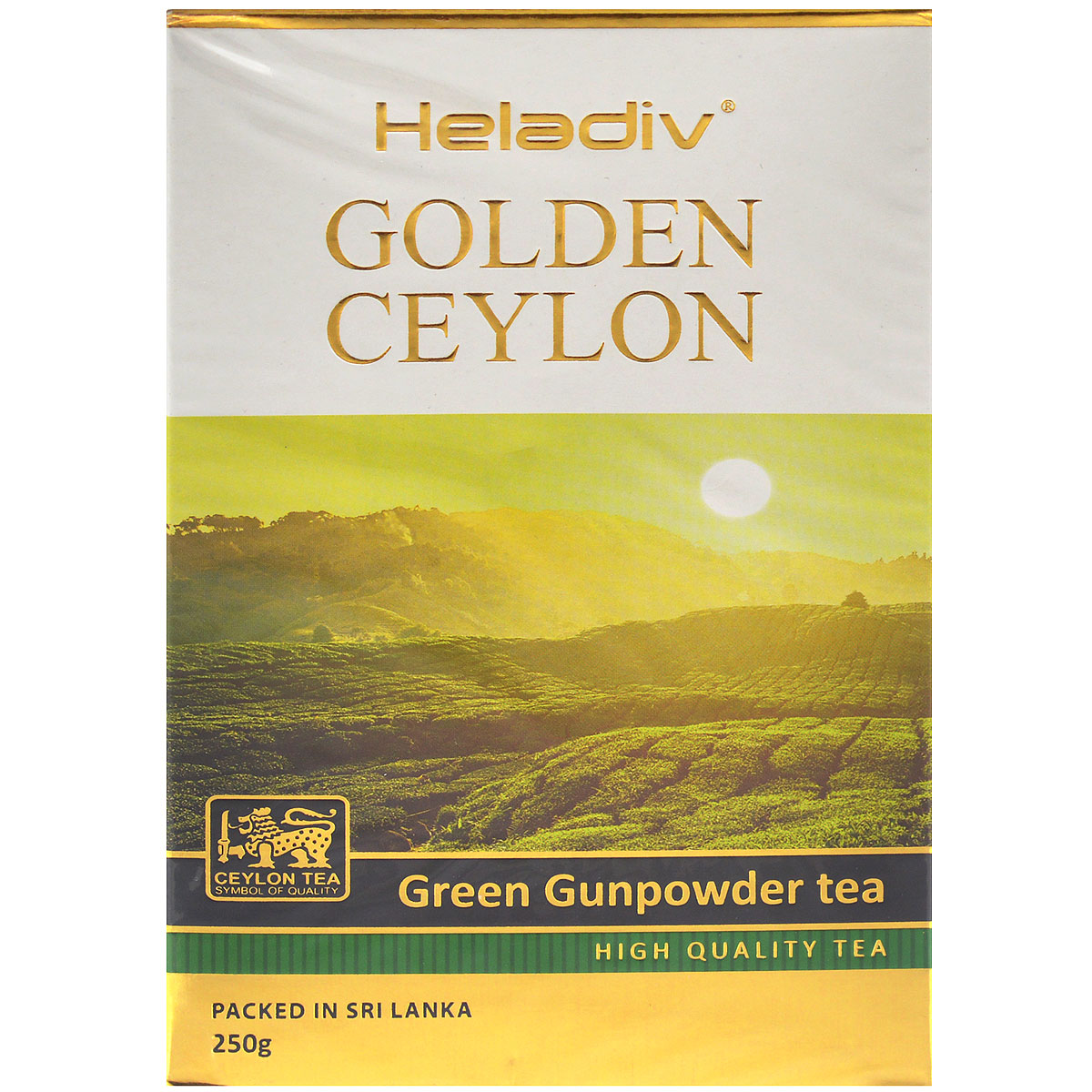 Heladiv Golden Ceylon Green Gunpowder зеленый листовой чай, 250 г4791007010678 Heladiv Golden Ceylon Green Gunpowder зеленый листовой чай, 250 г4791007010678Heladiv Golden Ceylon Green Gunpowder - зеленый крупнолистовой чай высшей категории с насыщенным терпким вкусом и изысканным ароматом. Мягкий золотистый настой напитка помогает расслабиться и почувствовать умиротворение после длинного насыщенного дня. Green Gunpowder прекрасно тонизирует, содержит множество полезных минералов и витаминов. Отличный помощник для тех, кто следит за своим здоровьем и фигурой.