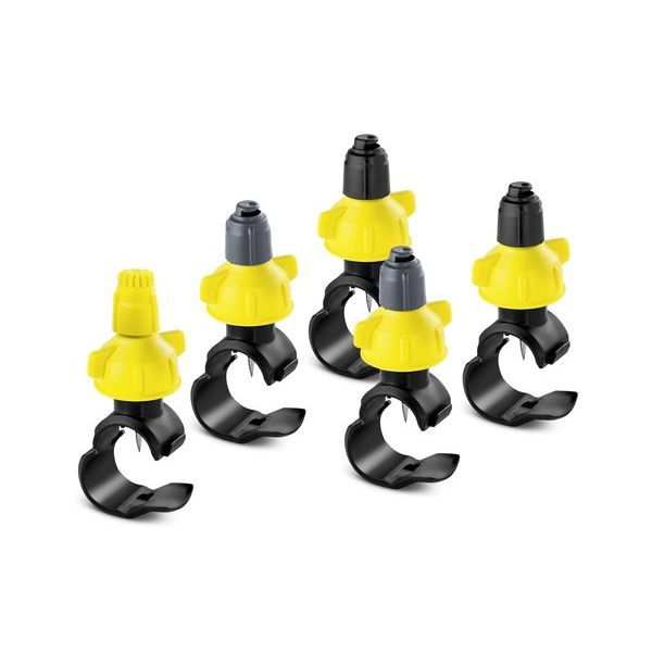 Форсунки Karcher, 5 шт 2.645-236.02.645-236.0 Форсунки Karcher, 5 шт 2.645-236.02.645-236.0Форсунки Karcher закрепляются на системном шланге. Индивидуальная регулировка расхода воды в пределах 0-55 л/ч. Регулировка положения форсунок. В комплекте 3 вида форсунок: 1 шт x 360°, 2 шт x 180°, 2 шт x 90°. Длина форсунки: 5 см.