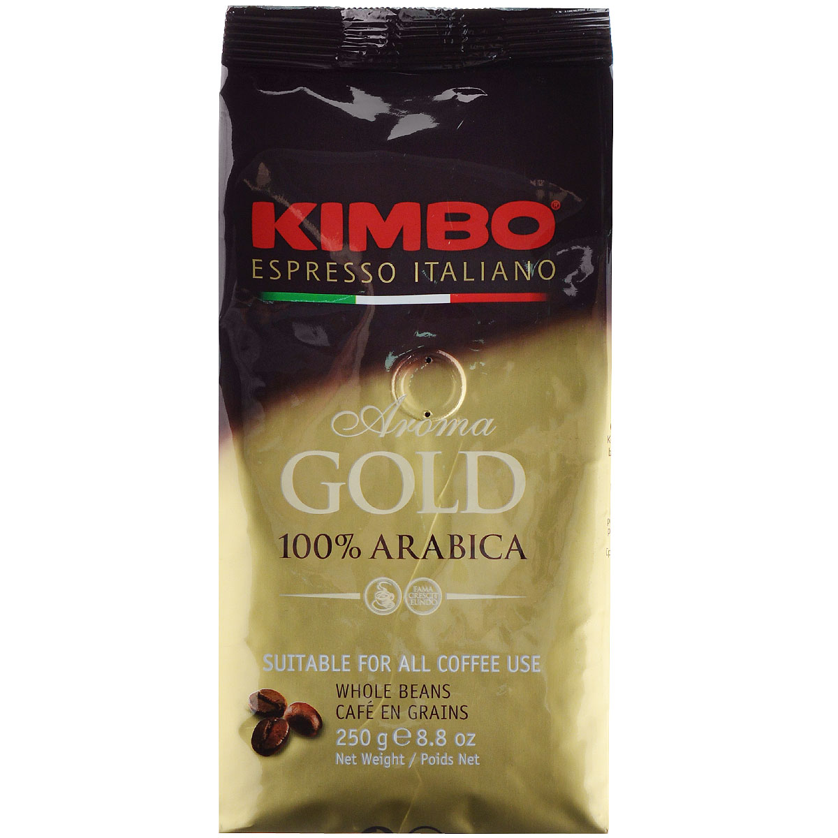 Kimbo Aroma Gold 100% Arabica кофе в зернах, 250 г8002200102135 Kimbo Aroma Gold 100% Arabica кофе в зернах, 250 г8002200102135Натуральный жареный кофе в зернах Kimbo Aroma Gold 100% Arabica. Смесь превосходной арабики отличается нежным вкусом, мягкой кислинкой и тонким ароматом. Состав смеси: 100% арабика.