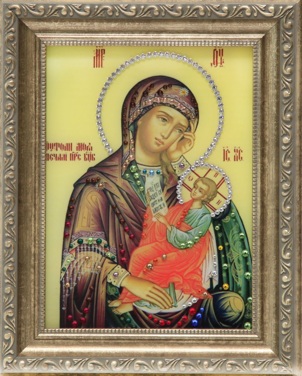 1616 Икона Утоли мои печали1616 1616 Икона Утоли мои печали1616стекло, хрусталь, алюминий. 20,3х25,3