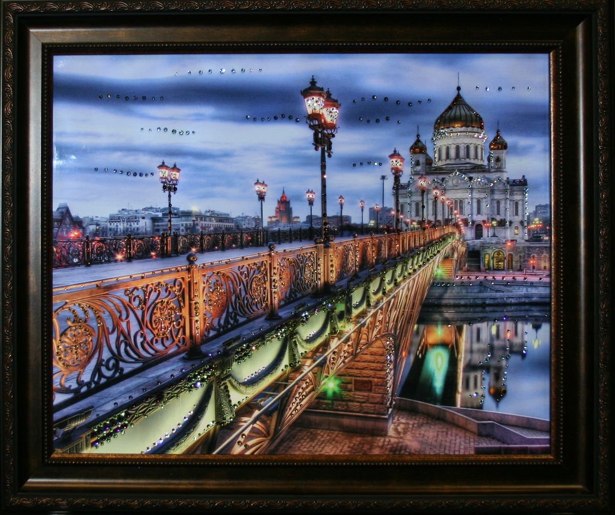1590 Картина Сваровски ПАТРИАРШИЙ МОСТ1590 1590 Картина Сваровски ПАТРИАРШИЙ МОСТ1590стекло, хрусталь, алюминий. 60х50