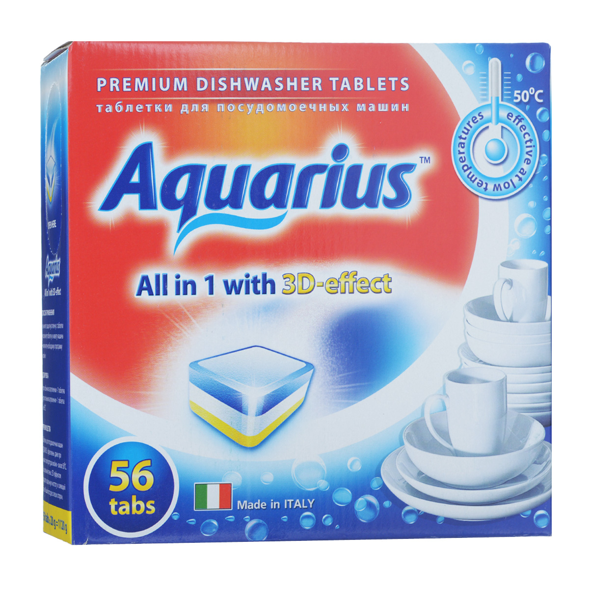 Таблетки для посудомоечных машин Lotta Aquarius, 56 шт16243 Таблетки для посудомоечных машин Lotta Aquarius, 56 шт16243Таблетки Lotta Aquarius предназначены для посудомоечных машин. Специальная пена с 3D-эффектом придает идеальную чистоту и сияющий блеск вашей посуде со всех сторон. Таблетки эффективны даже при низких температурах мойки - около 30°С. Для этого необходимо снять защитную пленку, положить таблетку в кювету машины и включить необходимую программу. В комплект входит 56 штук. Вес одной таблетки: 20 г. Состав: триполифосфат натрия, поликарбоксилат, неионные ПАВ, энзимы, ароматизатор. Товар сертифицирован.