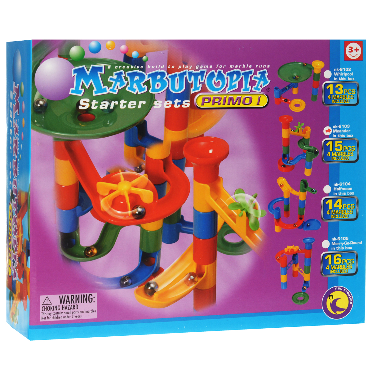 Marbutopia Конструктор Извилиныnk-6103 Marbutopia Конструктор Извилиныnk-6103Конструктор Marbutopia Извилины - первый шаг ребенка в мир конструирования объемных лабиринтов. В данном комплекте имеются разноцветные пластиковые детали: извилистые дорожки, мельница, вертикальные трубки, 4 стеклянных шарика-хамелеона и другие. Основная задача - построить горку так, чтобы шарик не застревал, а скатывался вниз по дорожкам и виражам. Особенность конструктора заключается в том, что он позволяет ребенку строить бесконечные забавные лабиринты руководствуясь своей фантазией или по прилагаемой инструкции (2 варианта сборки лабиринта). Конструирование лабиринтов полезно для развития пространственного мышления и воображения. Также развивает координацию, моторику, концентрацию, планирование, стратегию, понятие причины и следствия. Раннее развитие этих навыков, как известно, существенно увеличивает академические и интеллектуальные способности ребенка. Набор Извилины совместим с другими наборами серии Primo благодаря чему вы всегда можете дополнить...
