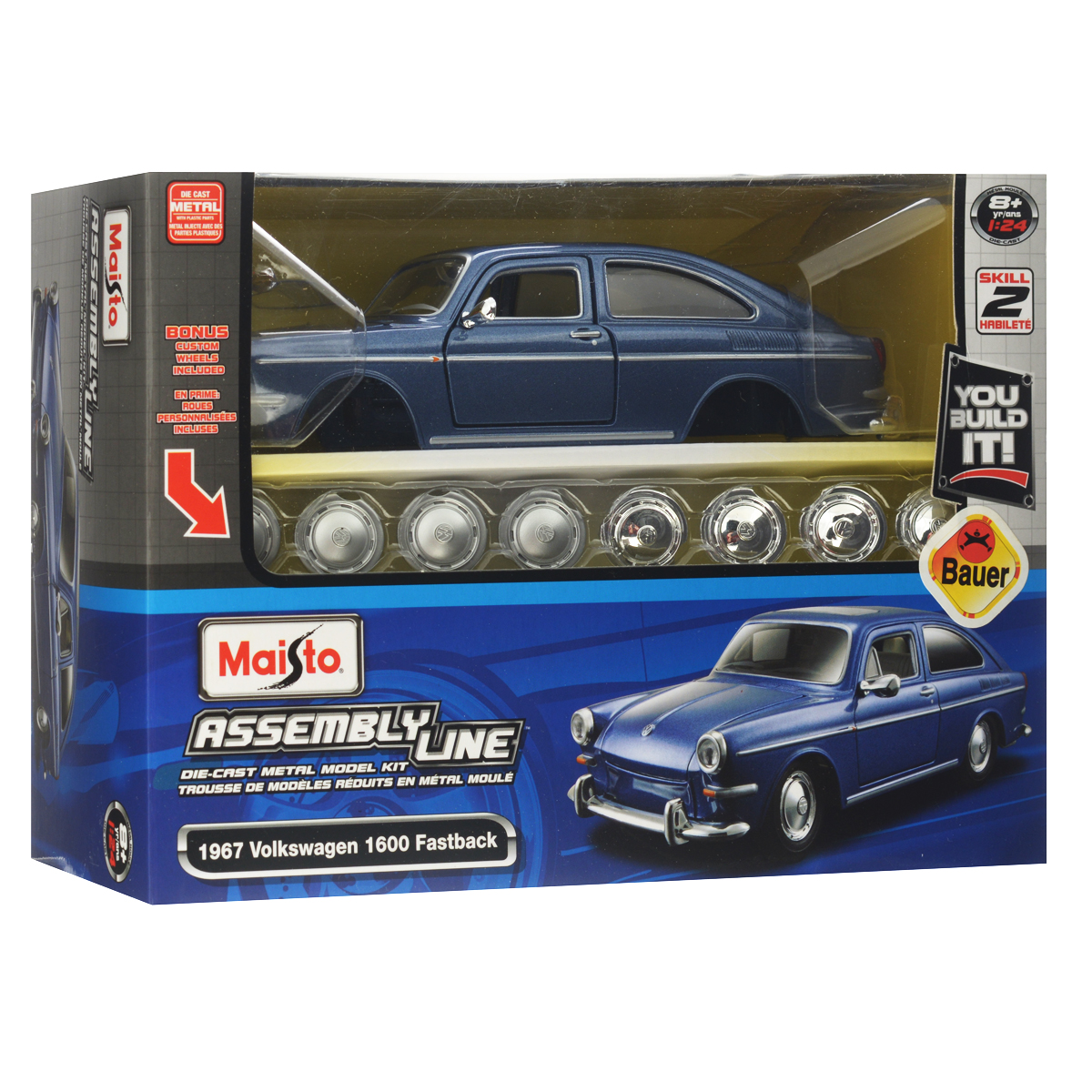 Maisto Модель для сборки Volkswagen 1600 Fastback (1967)39070 Maisto Модель для сборки Volkswagen 1600 Fastback (1967)39070Модель для сборки Фольксваген 1600 Fastback привлечет внимание не только ребенка, но и взрослого и позволит своими руками собрать уменьшенную копию реального автомобиля, в точности воспроизводящую все детали внешнего облика, двигателя и интерьера салона. Модель изготовлена из металла с использованием пластика и оборудована подвижными лицензированными колесами с резиновыми шинами, боковыми зеркалами, открывающимися передними дверцами и капотом. Модель собирается без использования клея. В комплект входят элементы для сборки автомобиля, отвертка и иллюстрированная инструкция по сборке. Такой масштабный автомобиль станет отличным презентом для истинного ценителя коллекционных машин вне зависимости от его возраста.