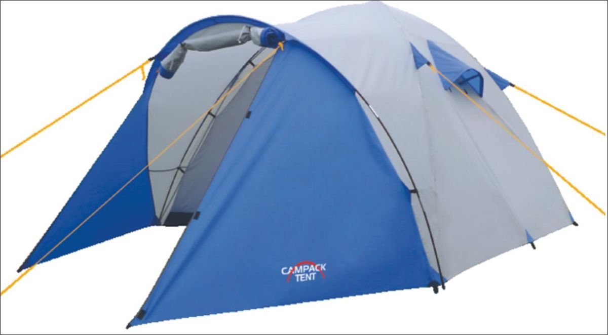 Палатка Campack Tent Storm Explorer 3, цвет: серо-синий37649 Палатка Campack Tent Storm Explorer 3, цвет: серо-синий37649Storm Explorer 2 (3, 4) Универсальная палатка для несложных походов и семейного отдыха на природе Конструкция позволяет использовать ее как ранней весной, так и во время осенних выездов, когда погода меняется каждую минуту. Модель Storm имеет два раздельных входа. Основной вход надежно защищен боковыми тентовыми «крыльями», которые предотвращают задувание холодного воздуха, при сильных порывах ветра. • Высокопрочное дно изготовлено из армированного полиэтилена, не пропускает влагу и устойчиво к истиранию. • Каркас, изготовленный из фибергласса, обеспечивает надежность и устойчивость. • Палатка оснащена увеличенными вентиляционными окнами, клапаном от косого дождя и двухслойным входом с цветными молниями. • Внешнее крепление третьей дуги, значительно облегчает установку палатки. • Внутри палатки имеется подвеска для фонаря и карманы для хранения мелочей. • Проклеенные швы гарантируют герметичность и надежность в любой ситуации. цвет: синий/серый, состав: 100% полиэстер , упаковка:...
