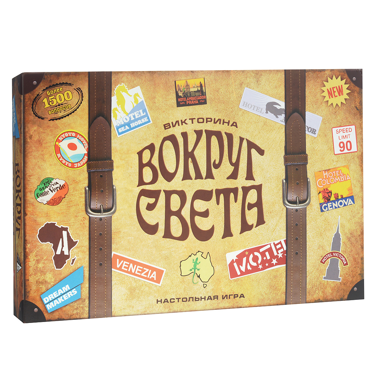 Настольная игра Dream Makers Вокруг света1202 Настольная игра Dream Makers Вокруг света1202Настольная игра Dream Makers Вокруг света создана специально для любознательных! Для тех, кто любит путешествия, новые открытия и впечатления. Благодаря ей вы сможете побывать в 60 странах мира и узнать о них много нового и неожиданного. А чтобы путешествие было еще интереснее, мы предлагаем вам посоревноваться с вашими единомышленниками: кто же быстрее всех сможет объехать Землю и побывать минимум в 10 государствах? Время игры - 60 минут. В состав игры входит: игровое поле, карточки стран - 81 шт., карточки вопросов - 300 шт., деревянные чемоданчики - 8 шт., денежные купоны - 100 шт., игральные кубики - 2 шт., линейка, правила игры.