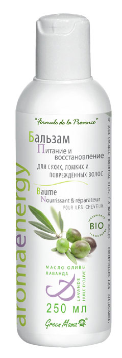 Green Mama Бальзам Питание и восстановление для сухих и ломких волос Масло оливы и Лаванда, 250 мл155 Green Mama Бальзам Питание и восстановление для сухих и ломких волос Масло оливы и Лаванда, 250 мл155Питательный шампунь и бальзам для волос, склонных к ломкости. Благодаря увлажняющим и защитным свойствам оливкового масла шампунь помогает улучшить текстуру и внешний вид повреждённых прядей и восстановить гидролипидный баланс кожи головы. Формула на основе экстракта лаванды, дополненная вытяжкой из мёда, обеспечивает волосам гладкость, блеск, дополнительную плотность и объём. Ароматы эфирных масел апельсина и герани снимают напряжение и сближают с природой. Бальзам насыщает силой и сиянием пересушенные волосы, восстанавливает их естественную структуру и тонус, полирует пряди от корней до кончиков. Облегчает расчёсывание и укладку, придаёт волосам живой вид и шёлковый блеск. Формула содержит активный комплекс Active Shine сертифицированный ECOCERT из масел бабассу и мурумуру, который придает волосам упругость, блеск, ухоженный вид.