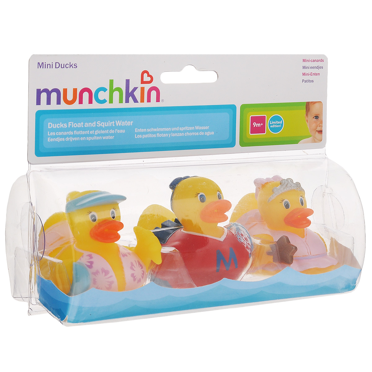 Набор игрушек для ванны Munchkin Уточки, 3 шт11830_девочки Набор игрушек для ванны Munchkin Уточки, 3 шт11830_девочкиНабор игрушек для ванны Munchkin Уточки непременно понравится вашему ребенку и превратит купание в веселую игру! Набор включает в себя три игрушки в виде уточек. Яркие игрушки выполнены из мягкого безопасного материала и приятны на ощупь. Игрушка снабжена специальным индикатором температуры воды. Если вода окажется слишком горячей, надпись HOT (горячо) на синем фоне станет белой. Набор игрушек Munchkin Уточки способствует развитию воображения, цветового восприятия, тактильных ощущений и мелкой моторики рук. Кредо Munchkin, американской компании с 20-летней историей: избавить мир от надоевших и прозаических товаров, искать умные инновационные решения, которые превращает обыденные задачи в опыт, приносящий удовольствие. Понимая, что наибольшее значение в быту имеют именно мелочи, компания создает уникальные товары, которые помогают поддерживать порядок, организовывать пространство, облегчают уход за детьми - недаром компания имеет уже более 140 патентов и...