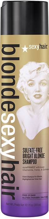 Sexy Hair Шампунь корректирующий Сияющий Блонд без сульфатов, Sulfate-free bright blonde shampoo, 300 мл39BRISHA10 Sexy Hair Шампунь корректирующий Сияющий Блонд без сульфатов, Sulfate-free bright blonde shampoo, 300 мл39BRISHA10Этот роскошный корректирующий шампунь идеален для осветленных, мелированных и седых волос. Фиолетовый пигмент шампуня убирает нежелательные желтые и медные оттенки, предотвращает появление теплых оттенков. Специально разработанная технология Perfect-Balance Technology с экстрактом ромашки, меда и киноа увлажняет и укрепляет волосы, придает сияние. Без сульфатов, глютена, парабенов, солей.