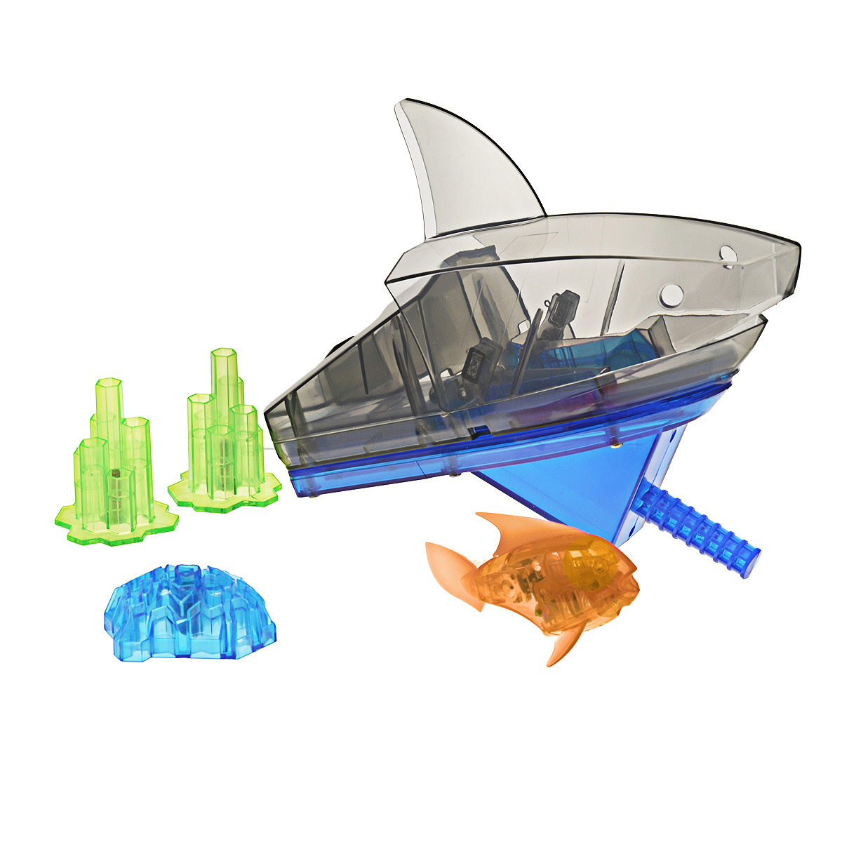 Игровой набор Aqua Bot Shark Tank, цвет: оранжевый460-3358оранжевый Игровой набор Aqua Bot Shark Tank, цвет: оранжевый460-3358оранжевыйУникальный набор Hexbug Aquabot Shark Tank изготовлен из безопасного пластика и выполнен в виде забавной рыбки с аквариумом и игровыми элементами для него. Теперь микро-роботы осваивают и водные глубины! В набор входит рыбка-робот, аквариум, три игрушечных коралла, декоративная голова акулы. Микро-робот Hexbug Aqua Bot плавает как настоящая рыба и непредсказуем в направлении движения. Опустите его в воду и он оживет! Если микро-робот замер, то достаточно просто всколыхнуть воду и он снова поплывёт. Вне воды микро-робот автоматически выключается. Микро-робот светится в темноте. Для работы игрушки необходимы 2 батареи типа AG13/LR44 (входят в комплект).