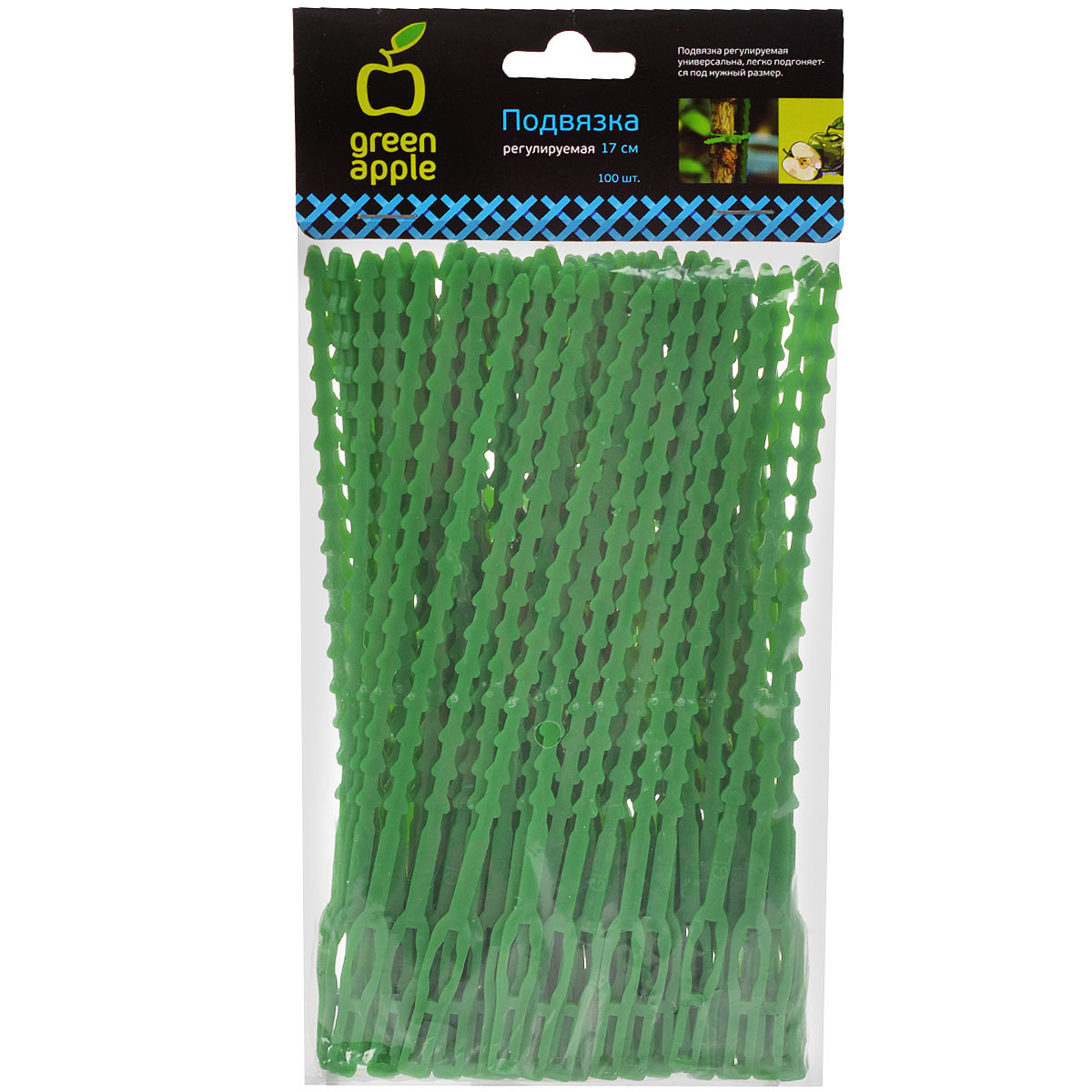 Подвязка регулируемая Green Apple GTT-25, 17 см, 100 штGTT-25 Подвязка регулируемая Green Apple GTT-25, 17 см, 100 штGTT-25Подвязка регулируемая универсальна, легко подгоняется под нужный размер.