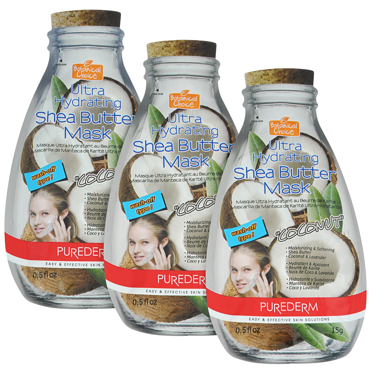 Purederm Ультра-увлажняющая маска для лица с маслом Ши Кокос, 3х15 г.491749 Purederm Ультра-увлажняющая маска для лица с маслом Ши Кокос, 3х15 г.491749Cредство для интенсивного ухода, содержащее ароматную вытяжку Кокосового Ореха в сочетании с ценным маслом Ши и другими природными смягчающими компонентами (Лаванда, Бергамот) смягчает огрубевшую кожу, помогает восполнить необходимый запас влаги, питает и придает коже сияющий вид.