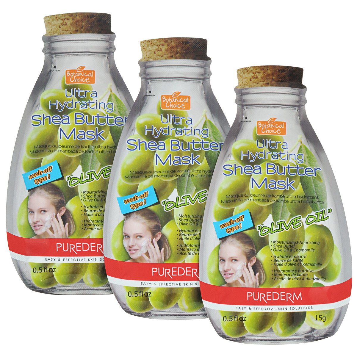 Purederm Ультра-увлажняющая маска для лица с маслом Ши Олива, 3 х 15 г.491 Purederm Ультра-увлажняющая маска для лица с маслом Ши Олива, 3 х 15 г.491Уникальное сочетание Масла Ши и Масла Оливы, а также других натуральных ингредиентов (Ромашка, Рисовые отруби), для интенсивного увлажнения уставшей сухой кожи. Масло Оливы питает кожу, делает ее более мягкой, гладкой и увлажненной. Каолин бережно очищает и освежает кожу.