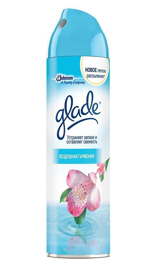 Освежитель воздуха Glade Воздушная гармония, 300 мл636776 Освежитель воздуха Glade Воздушная гармония, 300 мл636776Освежитель воздуха Glade Воздушная гармония устраняет неприятные запахи и оставляет свежий аромат. Glade Воздушная гармония - это уединение тихого уголка природы, бодрящее дуновение ветерка, освежающий бриз, дарящий чувство умиротворения и безмятежности. Аэрозоли Glade - это серия освежителей воздуха, ароматы которых навеяны самой природой. Они легко устраняют неприятные запахи, оставляя свой тонкий и нежный шлейф. Состав: деминерализованная вода, бутан/пропан/изобутан менее 15% но не более 30%, н-ПАВ Товар сертифицирован.