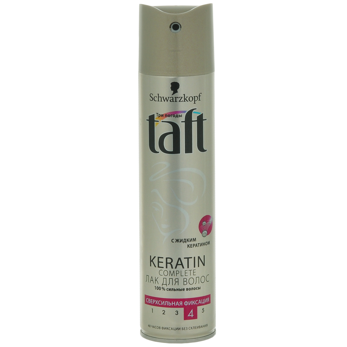 TAFT CLASSIC Лак Complete сверхсильной фиксации, 225 мл9063405 TAFT CLASSIC Лак Complete сверхсильной фиксации, 225 мл9063405С ЖИДКИМ КЕРАТИНОМ 100% УКРЕПЛЕНИЕ ВОЛОС – СВЕРХСИЛЬНАЯ ФИКСАЦИЯ Формула Taft с жидким кератином, идентичным натуральному кератину волоса, придает волосам силу для длительной фиксации без склеивания! - 48 часов фиксации без склеивания, не оставляет следов. - Помогает защитить волосы от пересушивания, не утяжеляя их.