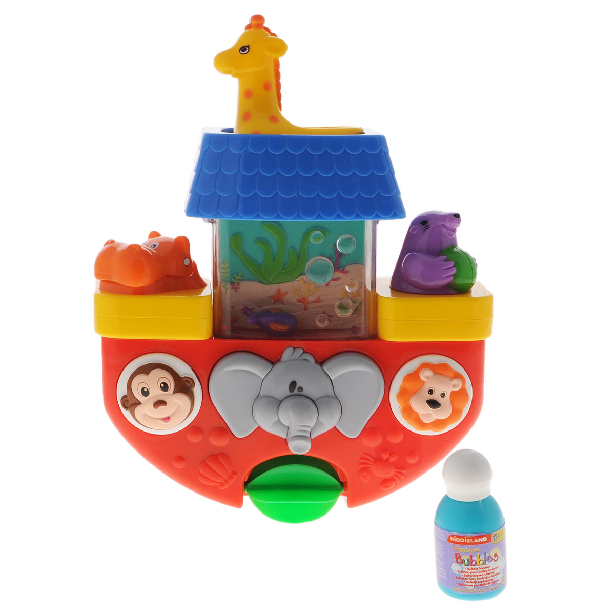 Kiddieland Игрушка для ванны КорабликKID 029645 Kiddieland Игрушка для ванны КорабликKID 029645С игрушкой для ванны Kiddieland Кораблик ни один ребенок не захочет вылезать из ванны! Лейте воду черпачком-жирафом и наблюдайте за маленькой рыбкой, которая плавает в прозрачном резервуаре. Вода медленно начнет стекать по туловищу слона и крутить водное колесо. Нажмите, чтобы пустить струю воды из веселого тюленя, или наблюдайте за пузырьками, вылетающими из большого рта гиппопотама! Игрушка имеет присоски для установки на любую ровную поверхность. Превратите купание малыша в веселый праздник!