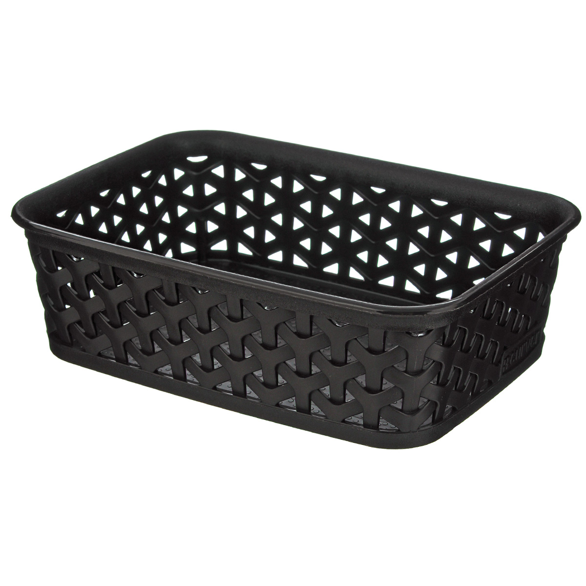 Корзинка Curver My style basket, цвет: темно-коричневый, 20 см х 14 см х 6 см00097-210-00 Корзинка Curver My style basket, цвет: темно-коричневый, 20 см х 14 см х 6 см00097-210-00Корзинка Curver My style basket прекрасно подойдет для хранения мелких бытовых вещей, таких как ключи, заколки, ручки и т.д. Изделие выполнено из пластика в виде плетеной корзинки. Дно сплошное, а стенки оформлены перфорацией.