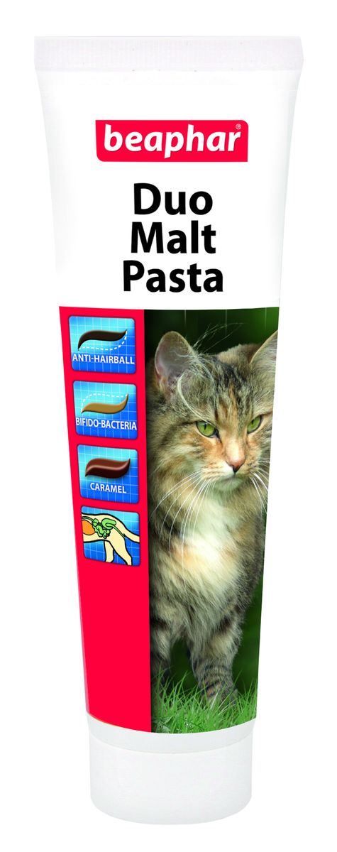 Паста для вывода шерсти из желудка Beaphar Duo Malt Pasta, 100 г13189 Паста для вывода шерсти из желудка Beaphar Duo Malt Pasta, 100 г13189Паста Beaphar Duo Malt Pasta предназначена для выведения шерсти из кишечника двойного действия: предотвращает образование волосяных комков и обеспечивает нормальное функционирование кишечника. Содержит 2 слоя: мальт-пасту (темно-коричневый) и пасту-кондиционер (светло-коричневый). Мальт-паста способствует естественному очищению желудочно-кишечного тракта кошек и котят от проглоченной шерсти, предупреждает образование волосяных комков в желудке животного. Избавляет кошек от рвоты, потери аппетита, закупорки кишечника, запоров. Содержит карамель, которая усиливает действие пасты и делает ее более вкусной. Паста-кондиционер содержит БИО-МОС (маннан олигосахариды), который абсорбирует токсичные вещества из организма и формирует здоровую кишечную флору. Составляющие пасты не только очищают желудочно-кишечный тракт, но и укрепляют волосяной покров и делают шерсть красивой и здоровой. Регулярное применение пасты поможет избежать серьезных проблем со здоровьем кошки. Состав: масла...