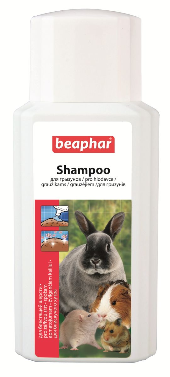 Шампунь для грызунов Beaphar, 200 мл13216 Шампунь для грызунов Beaphar, 200 мл13216Деликатный шампунь Beaphar подходит для мытья кроликов, морских свинок, хомячков, крыс. Шампунь гипоаллергенный и имеет нейтральный показатель РН, поэтому его можно использовать так часто, как необходимо. Шампунь поможет вам сохранять красивую и блестящую шерстку вашего любимца. Он подходит для подготовки зверька к выставкам. Способ применения: намочите шерсть теплой водой и вмассируйте шампунь до появления густой пены. Оставьте на 2-3 минуты, после тщательно смойте водой. Повторите, если необходимо и хорошо высушите. Избегайте попадания в глаза и уши. Объем: 200 мл. Товар сертифицирован.