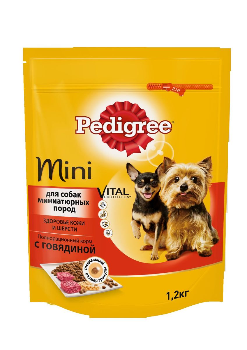 Корм сухой Pedigree для взрослых собак миниатюрных пород, с говядиной, 1,2 кг40157 Корм сухой Pedigree для взрослых собак миниатюрных пород, с говядиной, 1,2 кг40157Сухой корм Pedigree для собак миниатюрных пород - это полнорационный корм с курицей, который создан с учетом потребностей. Он состоит из качественных и натуральных ингредиентов: мяса, овощей, злаков. Он создан с учетом особенностей пищеварения самых маленьких, легко усваивается и обеспечивает правильную работу их желудочно-кишечного тракта. Состав: куриная мука, пшеничная мука, кукуруза, рис, мясная мука (в том числе говядина минимум 4%), жир животный, пшеница, свекольный жом, подсолнечное масло, минералы, витамины, метионин. Пищевая ценность (100 г): белки 22 г., жиры 15 г., зола 8 г., клетчатка 4 г., влажность не более 10 г., кальций 1,3 г., фосфор 0,8 г., натрий 0,3 г., калий 0,58 г., магний 0,1 г., цинк 20 г., медь 1,5 г., витамин А 1500 МЕ, витамин Е 20 мг., витамин D3 120 МЕ, витамин В1, В2, В4, В5, В12., ниацин, омега-6, омега-3, полиненасыщенные жирные кислоты. Энергетическая ценность (100 г): 365 ккал. Вес упаковки: 1,2 кг. Товар...