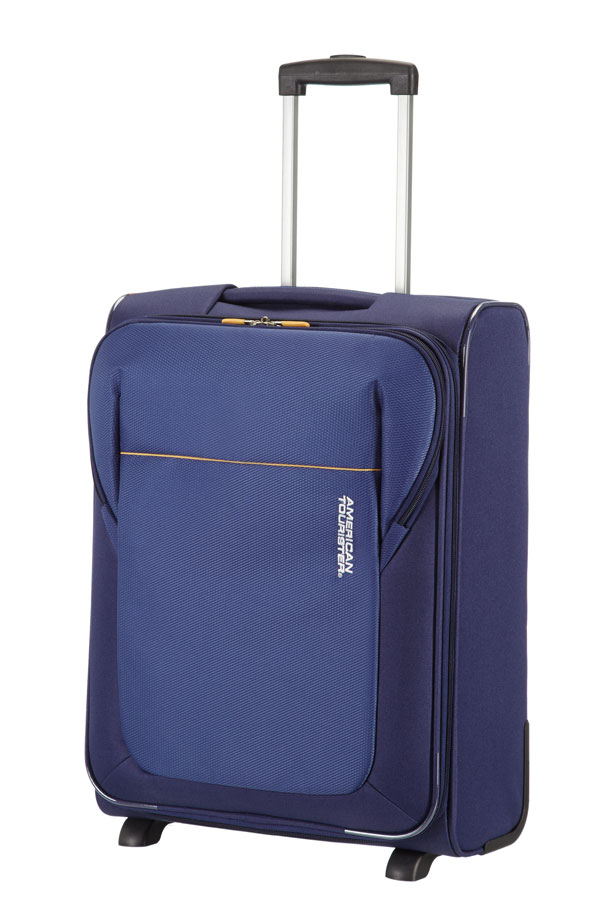 Чемодан American Tourister San Francisco, цвет: синий, 37,5 л. 84A*0100284A*01002 Чемодан American Tourister San Francisco, цвет: синий, 37,5 л. 84A*0100284A*01002Чемодан American Tourister San Francisco прекрасно подойдет для путешествий. Выполнен из плотного полиэстера с водо- и грязеотталкивающей пропиткой, материал внутренней отделки - полиэстеровая ткань серого цвета. Чемодан довольно вместителен. Имеется одно большое отделение, которое закрывается по периметру на застежку-молнию с двумя бегунками. Внутри содержится большой отдел для одежды с багажными ремнями на пластиковых замках-защелках, а также сетчатый карман на молнии для различных аксессуаров. С внешней стороны расположен карман на молнии для мелких вещей и документов. Такая организация позволяет удобно разложить вещи и избежать их сминания. Для удобной перевозки чемодан оснащен четырьмя маневренными колесами, которые обеспечивают легкость перемещения в любом направлении. Телескопическая ручка выдвигается нажатием на кнопку и фиксируется в 2-х положениях. Сверху предусмотрена ручка для поднятия чемодана. Небольшие размеры позволяют проносить чемодан в салон самолета...