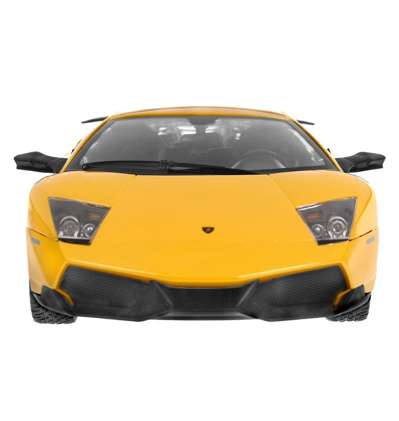 Rastar Радиоуправляемая модель Lamboighini Murcielago LP670-4 цвет желтый38900 Rastar Радиоуправляемая модель Lamboighini Murcielago LP670-4 цвет желтый38900Радиоуправляемая машинка Lamborghini Murcielago LP670-4 от Rastar в точности повторяет настоящий автомобиль в пропорциях 1:14. Полнофункциональная радиоуправляемая модель. Пульт радиоуправления на частоте 27 MHz. Включающиеся передние и задние фары. Дальность управления 25 метров. Развиваемая скорость 7 км/час. В ассортименте цвета: оранжевый, желтый. Питание: 3x1.5AA, в пульт 2x1.5AA. Комплект требует: 2хАА для пульта, 3хАА для питания модели.