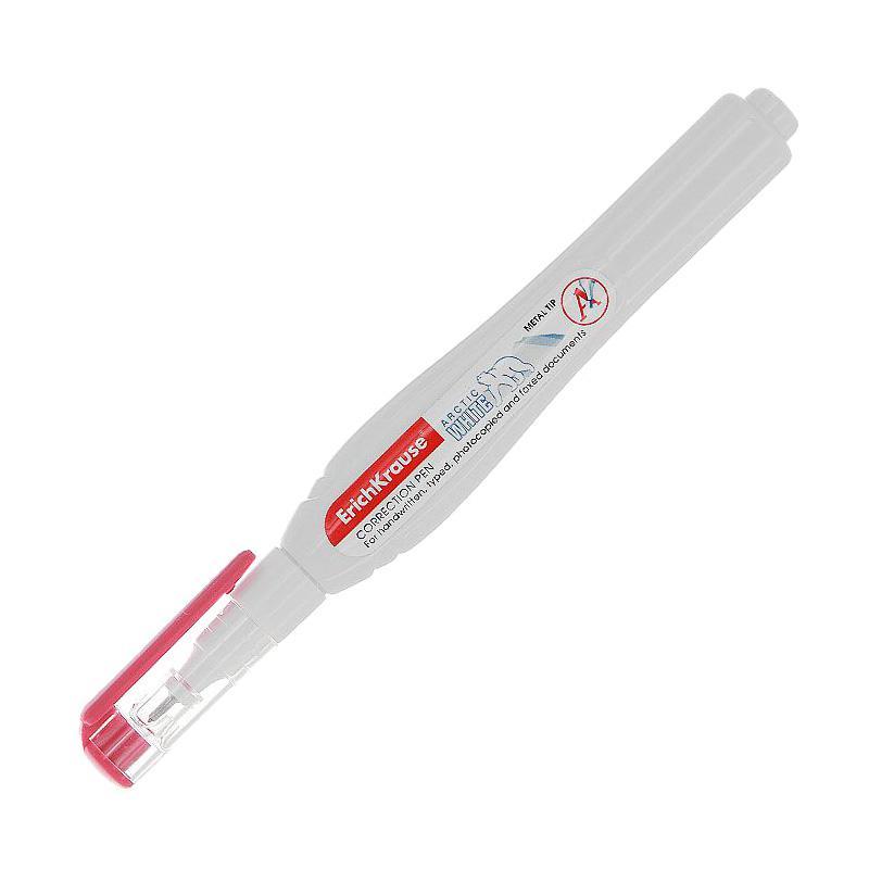 Ручка-корректор Arctic White, 10 мл, цвет: красный781 Ручка-корректор Arctic White, 10 мл, цвет: красный781Ручка с корректирующей жидкостью Arctic White поможет вам аккуратно удалить ошибки и опечатки. Корпус выполнен из эластичного пластика. Тонкий шариковый металлический наконечник обеспечивает точность исправлений. Жидкость быстро сохнет, мягко ложится на бумагу, обеспечивая гладкое ровное покрытие. Шарик внутри корпуса ручки помогает равномерно размешать жидкость перед использованием. Удобный колпачок с клипом предотвращается преждевременное высыхание абсорбирующих чернил.