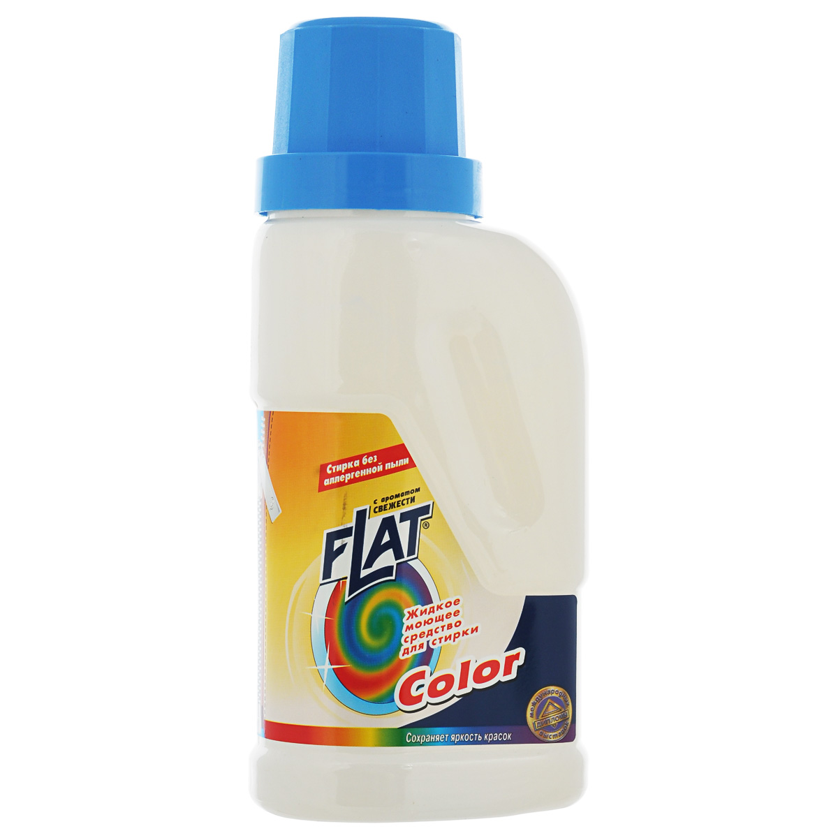 Жидкое моющее средство Flat. Color для стирки, с ароматом свежести, 950 г4600296001970 Жидкое моющее средство Flat. Color для стирки, с ароматом свежести, 950 г4600296001970Жидкое моющее средство Flat. Color предназначено специально для стирки цветных изделий. Сохраняет и освежает яркость красок цветных тканей. Средство действует уже при температуре воды 30°С. Великолепно подходит для частых стирок, не повреждает волокна ткани. Содержит оптический отбеливатель, улучшающий качество стирки. Не раздражает кожу рук. Придает вашему белью аромат свежести. Подходит для всех типов стиральных машин и ручной стирки.