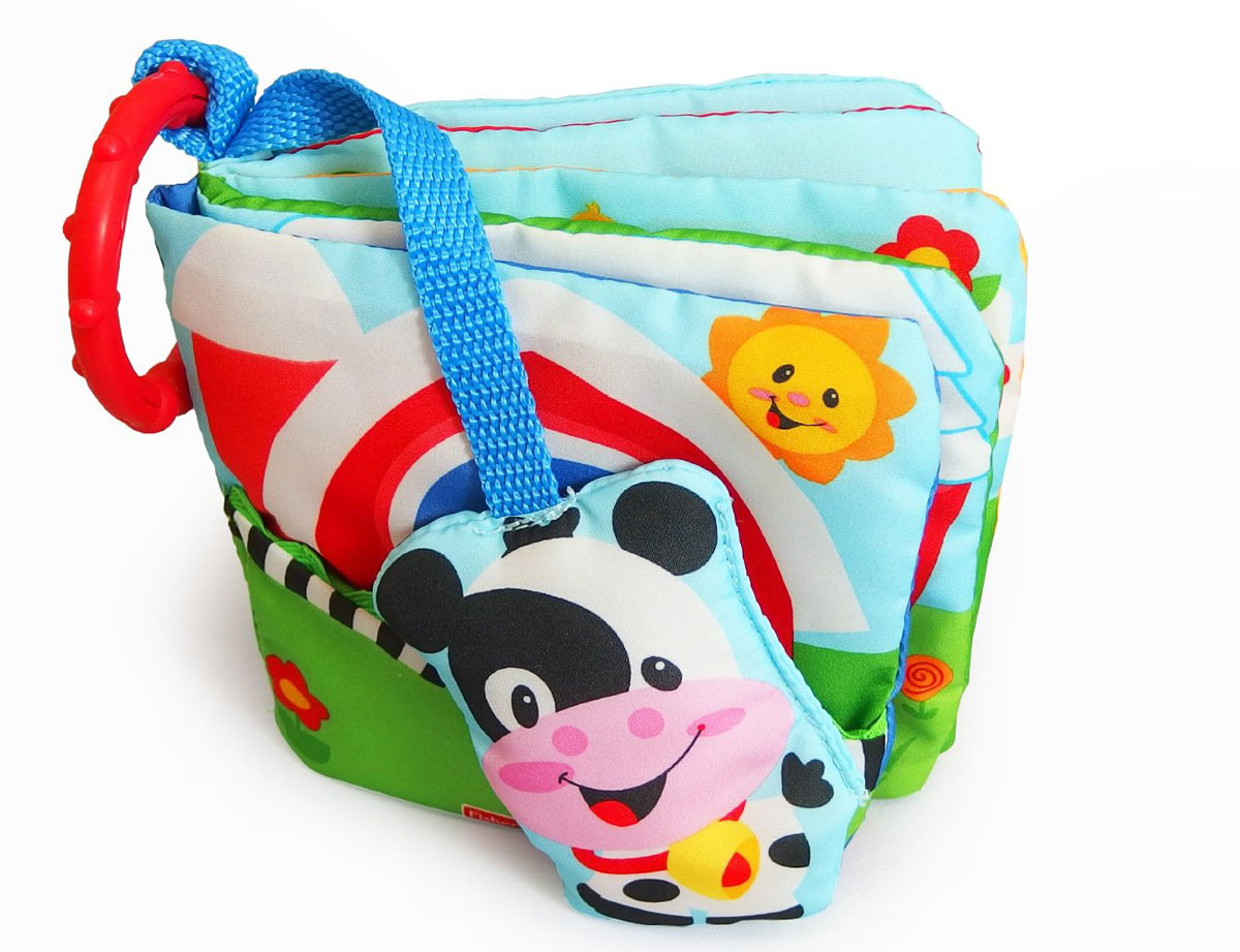 Fisher-Price Newborn Мягкая книжка Приключения на фермеM4060 Fisher-Price Newborn Мягкая книжка Приключения на фермеM4060Развивающая мягкая книжка Fisher-Price Newborn Приключения на ферме станет для вашего малыша первым проводником в мир книг. Она выполнена из приятного на ощупь текстильного материала и состоит из пяти страниц, оформленных изображениями животных. С помощью незамкнутого кольца игрушку можно прикрепить к коляске, кроватке или игровой дуге малыша. Книжка познакомит ребенка с домашними животными, а ее мягкая поверхность поможет развить тактильные навыки. Корова, привязанная к книге, будет путешествовать вместе с малышом от страницы к странице, пока мама читает сказку.