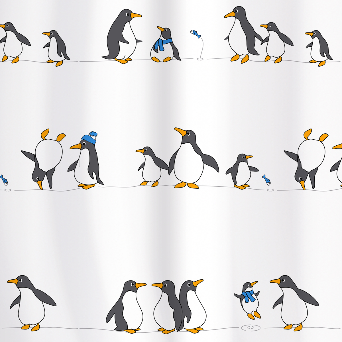 Штора для ванной комнаты Tatkraft Penguins, 180 х 180 см18648 Штора для ванной комнаты Tatkraft Penguins, 180 х 180 см18648Штора для ванной комнаты Tatkraft Penguins выполнена из полиэстера с водоотталкивающим и антигрибковым покрытием. Изделие быстро высыхает и легко стирается. Штора украшена изображением пингвинов. В комплекте прилагаются 12 фигурных пластиковых колец. Штора оснащена магнитами-утяжелителями для наибольшего комфорта. Можно стирать в стиральной машине при температуре 40°С.
