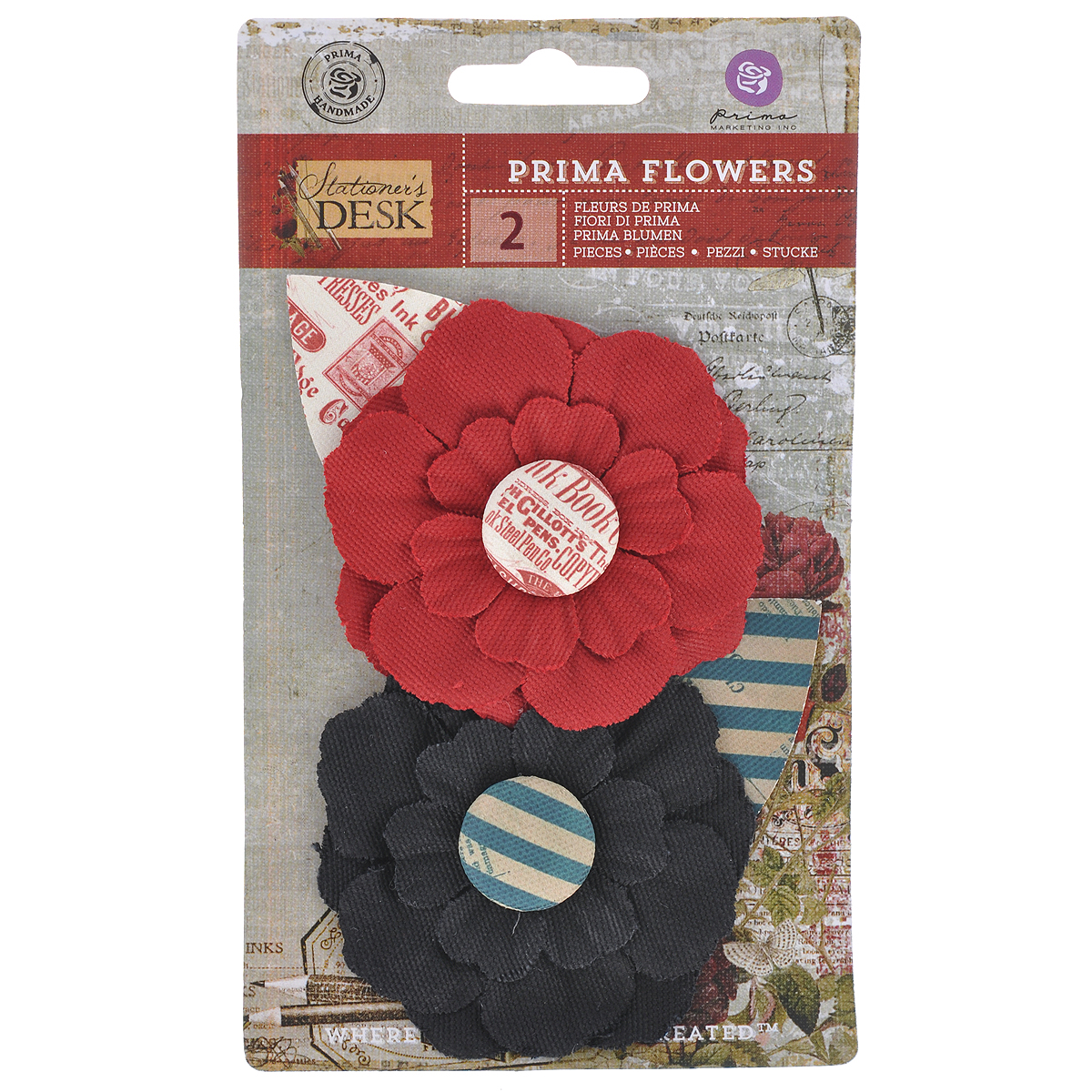 Декоративный элемент Prima Flowers Correspond, цвет: красный, черный, 2 шт575366 Декоративный элемент Prima Flowers Correspond, цвет: красный, черный, 2 шт575366Набор Prima Flowers Correspond, изготовленный из текстиля, состоит из 2 декоративных элементов в виде больших цветков. Изделия украшены большой пуговицей и предназначены для декорирования. Цветы идеально подойдут для свадебных, винтажных творческих работ, изготовления украшений для волос, фотоальбомов, дневников, блокнотов. Они могут пригодиться в оформлении одежды, предметов интерьера, подарков, а также в скрапбукинге. Декоративные элементы можно пришить и приклеить. Диаметр элемента: 7,5 см.